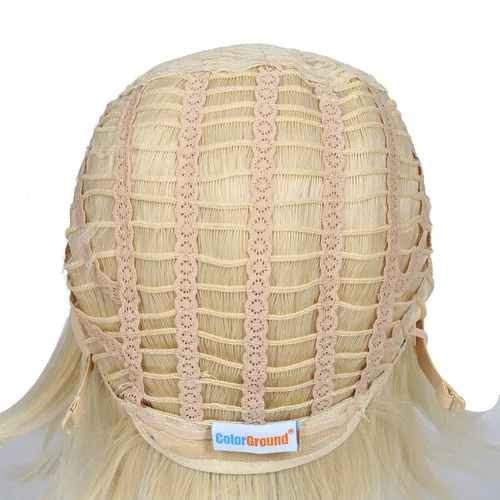 Vista 6 de ColorGround Peluca de cosplay rubia y 2 bollos desmontables con clips