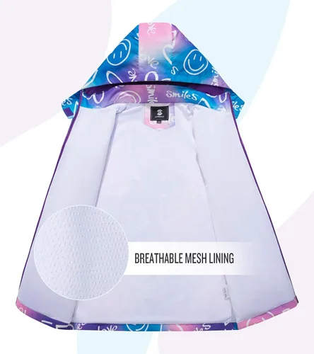Vista 5 de Chaqueta impermeable para niños, con forro de malla, con capucha extraíble, para niños y niñas