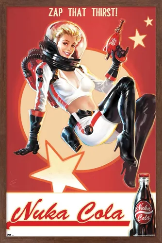 Vista 10 de Fallout 4 - Póster de pared de Nuka Cola - Zap That Thirst!, 22.4 pulgadas de largo x 14.7 pulgadas de ancho, versión enmarcada de madera de granero