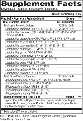 Vista 2 de Vital Pro Naturals Ultra Daily Probiotic Plus Prebióticos 30 Cápsulas