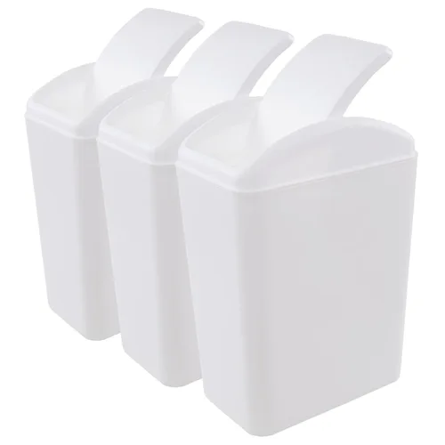 Vista 8 de Vababa Cubo de basura de plástico negro de 3 galones, pequeño cubo de basura delgado con tapa abatible