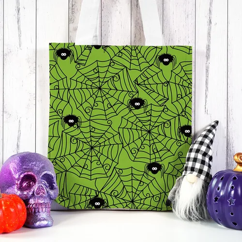 Vista 7 de Whaline 12 paquetes de tela de algodón de Halloween de 10 x 10 pulgadas, tela de monstruo de calabaza, telas de costura coloridas para decoración