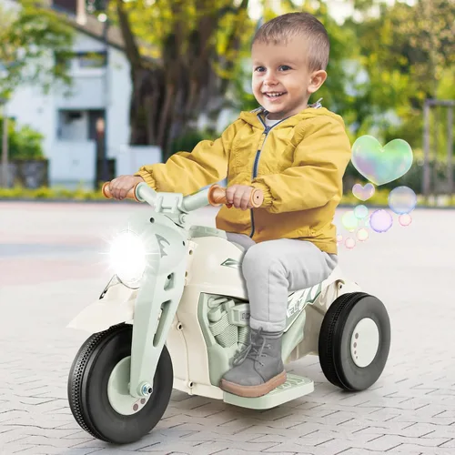 Vista 9 de Costzon Motocicleta Infantil, Motocicleta Eléctrica de 6V con Pilas, con Fabricante de Burbujas, Música, Faro LED, Hacia Adelante y Hacia Atrás