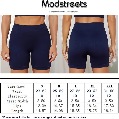 Vista 6 de Modstreets Conjunto de yoga sin costuras de 2 piezas para mujer brasier deportivo de entrenamiento con pantalones cortos de cintura alta leggings