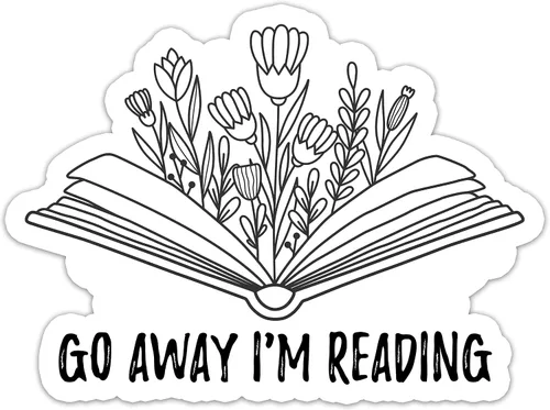 Vista 2 de 314PI Calcomanías de vinilo troqueladas con diseño de "Go Away I'm Reading" para computadora portátil, teléfono, botellas de agua, patineta