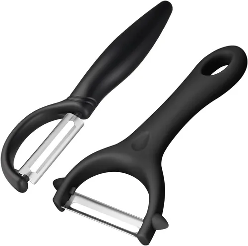 Vista 8 de AUAUY Juego de 2 peladores de patatas, juego de pelador giratorio de verduras en forma de Y e I, pelador de frutas para cocina, pelador de agarre