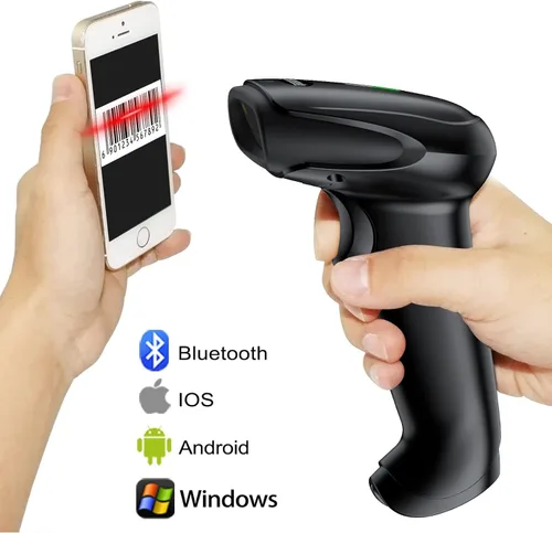 Vista 2 de Symcode Escáner de código de barras Bluetooth portátil USB CCD inalámbrico lector de código de barras compatible con función inalámbrica y Bluetooth