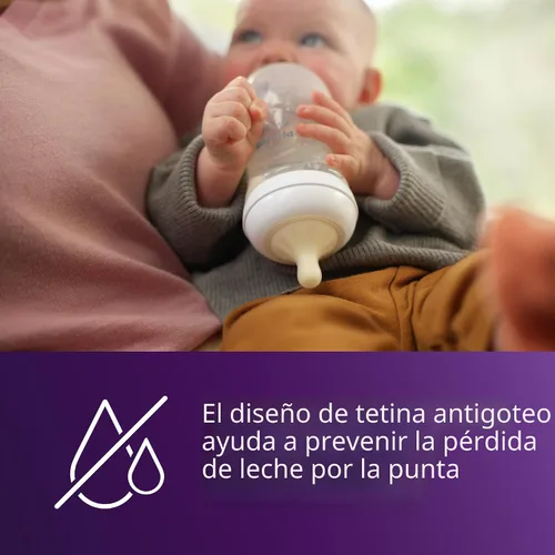 Vista 6 de Philips Avent Biberones naturales, flujo medio, 9 onzas, sin BPA, paquete de 2 Caudal controlado por bebé, diseño sin goteo, reduce los cólicos