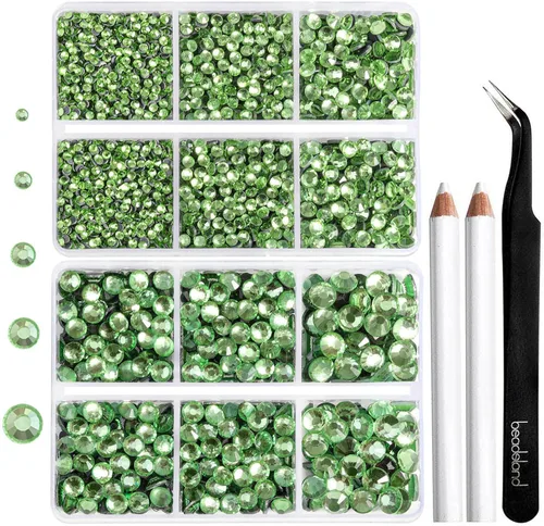 Vista 26 de 6736 piezas de diamantes de imitación termoadhesivos con parte trasera plana, diamantes de imitación morados para manualidades y ropa mezclados en 5