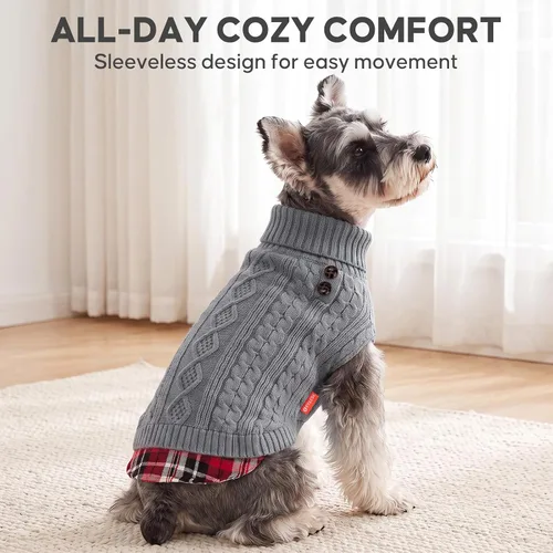 Vista 2 de KYEESE Suéter suave para perros pequeños, machos, abrigado, de cuello alto, ropa elástica de punto para gatos, abrigo cómodo para cachorros