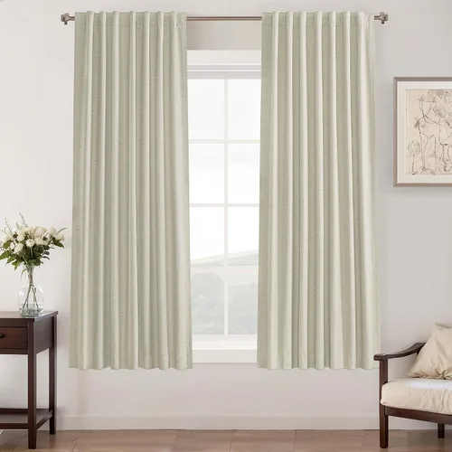 Vista 29 de UHITECH Cortinas opacas de 35 pulgadas de largo para sala de estar, 2 paneles, cortina opaca corta para cocina para ventanas pequeñas, cortinas