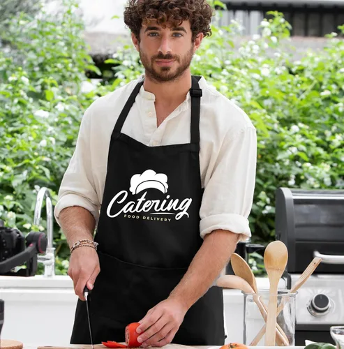 Vista 4 de Delantal con Logotipo Personalizado, Nombre Personalizado, Delantales con Foto para Hombres y Mujeres, Babero de Chef Ajustable Impermeable con 2