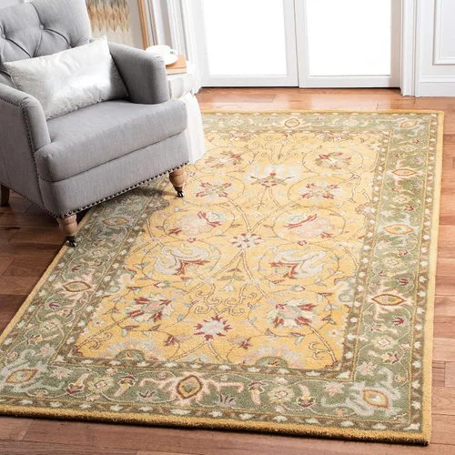 Vista 9 de SAFAVIEH Colección Antigüedades - Alfombra de 6' redonda, marrón y verde, hecha a mano, diseño oriental tradicional de lana, ideal para áreas