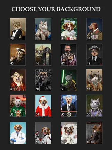 Vista 5 de Awesometik Impresión en lienzo personalizada retrato real de mascota a partir de foto, retrato personalizado del Renacimiento, retratos, retratos 20