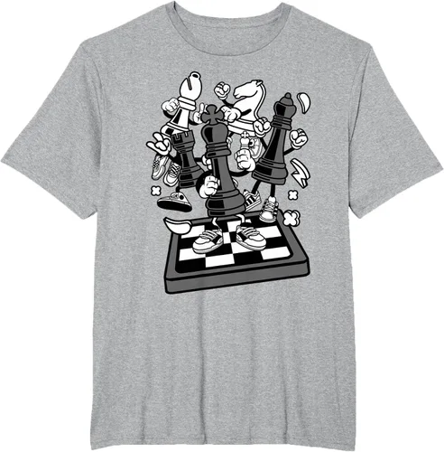 Vista 44 de Figura cómica Camiseta de tablero de ajedrez jugador de ajedrez Azul Marino
