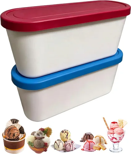 Vista 11 de Recipientes reutilizables para helados caseros (2.2 cuartos de galón) Juego naranja+verde