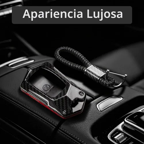 Vista 8 de T-carbon Protector de llavero de fibra de carbono real compatible con funda Negro-rojo