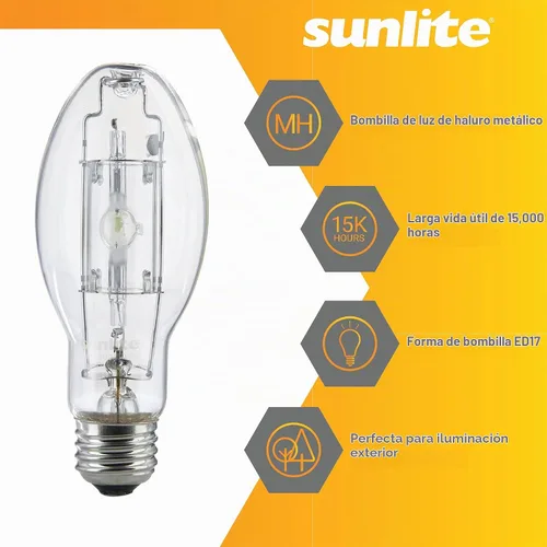 Vista 3 de Sunlite MP70/U/MED/PS 03641-SU - Bombilla de halogenuros metálicos protegidos de 70 W, base media, transparente