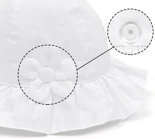 Vista 4 de Toddler Kids Baby Girl Sun Hat Floppy Cotton Summer Hat 50+ SPF Protective 04/Flor/Blanco