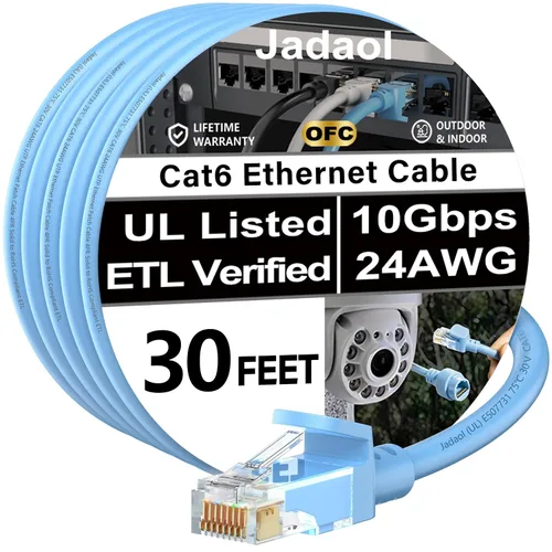 Vista 60 de Cable Ethernet Cat 6 de 1 pie (paquete de 6), para exteriores e interiores, compatible con red Cat7 de 10 Gbps, cable de conexión LAN plano