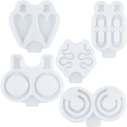 Vista 4 de FUNSHOWCASE Aretes de serpiente, resina epoxi, moldes de silicona con forma de corazón, anillo ovalado en forma de C, suministros de fundición