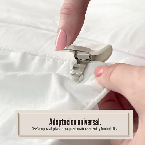 Vista 4 de FRESH IDEAS Pinzas acolchadas para edredón, ayuda a evitar que la manta se arrugue o se mueva, pack de 4