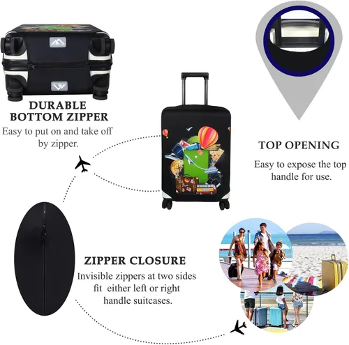 Vista 3 de Explore Land Funda para equipaje de viaje, protector de maleta, para equipaje de 18 a 32 pulgadas, Viaje (Travel)