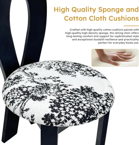 Vista 6 de Dining Chairs Set of 2, Table & Chair Sets - Solid Wooden Dining Room Chairs with Linen Upholstery and White Round Cushion for Kitchen Dining Room