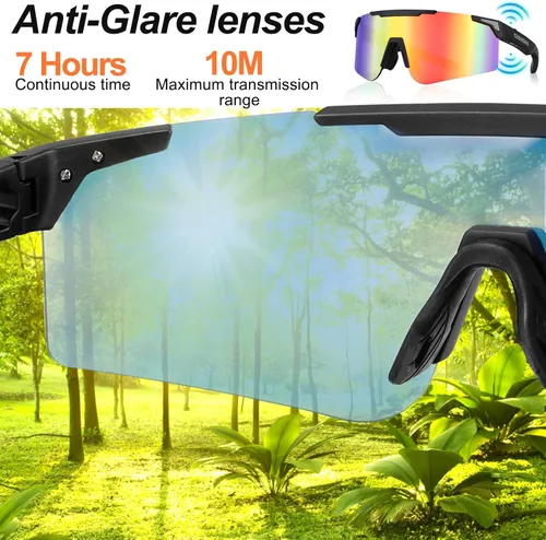 Vista 7 de Gafas de sol deportivas inteligentes, lentes de sol Bluetooth para ciclismo y mujeres, carga magnética Bluetooth 5.4 con protección UV, auriculares