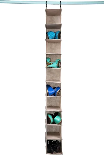 Vista 3 de Nouvelle Legende Organizador colgante de armario con 10 estantes delgados, almacenamiento de tela plegable para zapatos, ropa, toallas y accesorios