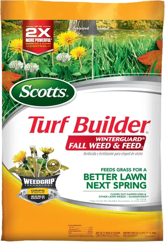 Vista 13 de Scotts Turf Builder WinterGuard Fall Weed & Feed3, Herbicida Plus Fertilizante de Otoño, 4,000 pies cuadrados, 11.43 libras. Weed Killer Plus