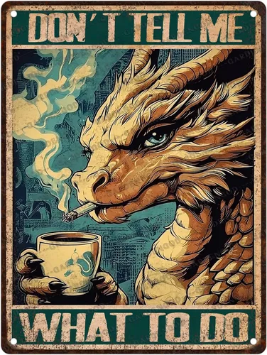 Vista 12 de Cartel de metal de café con diseño de perro y cafetería, diseño de pastor australiano, decoración de pared, 12 x 8 pulgadas
