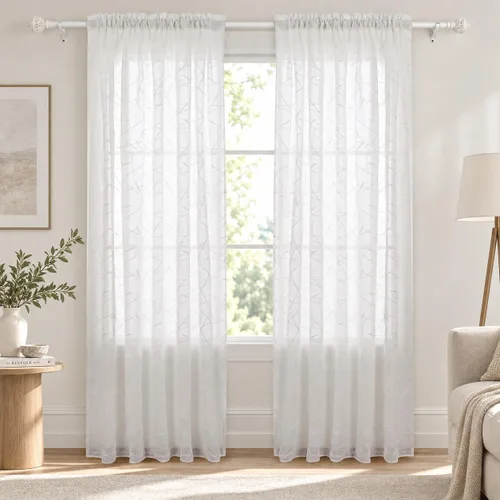 Vista 55 de Deconovo - Cortinas transparentes con filtro de luz de 84 pulgadas de largo Plata