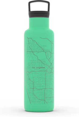 Vista 20 de Well Told Botella de agua aislada con mapa de Washington DC grabado, botella de acero inoxidable grabada (21 onzas, blanco) botella aislada de mapa
