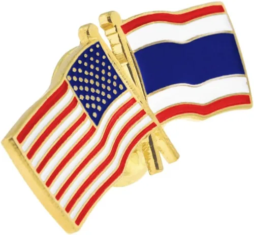 Vista 153 de PinMart Pin de solapa esmaltado con bandera de la amistad cruzada de Estados Unidos y el mundo