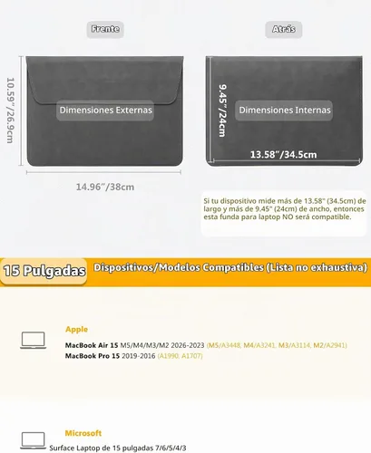 Vista 6 de HYZUO Funda para portátil de 15 pulgadas con soporte ajustable, gris Gris espacial