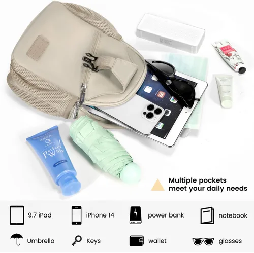 Vista 5 de LOVEVOOK - Mochila de bandolera para mujeres, casual, de nylon, para viajes, al hombro, mochila de senderismo Casual Daypack, Nylon, Travel