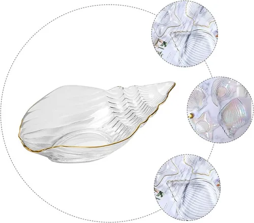 Vista 9 de DOITOOL Plato de ensalada de cristal con concha de mar, plato de sushi, plato de postre para aperitivo, plato de frutas, platos para servir