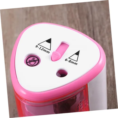 Vista 3 de NUOBESTY Sacapuntas eléctrico, sacapuntas de doble agujero, adorable sacapuntas con pilas, sacapuntas para el aula, estudiantes, papelería