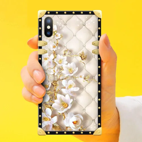 Vista 5 de Funda compatible con iPhone X/Xs, TPU suave de lujo y parte trasera de policarbonato duro para niñas y mujeres, funda protectora a prueba de golpes