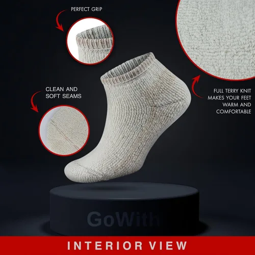 Vista 4 de GoWith Alpaca Wool Low-Cut Socks for Men & Women, Cushioned Terry Warm Thermal Thick Merino Blend Camping Socks