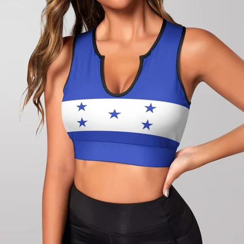 Vista 2 de Camiseta sin mangas con la bandera de Honduras para mujer, camiseta sin mangas deportiva para entrenamiento, yoga, talla S