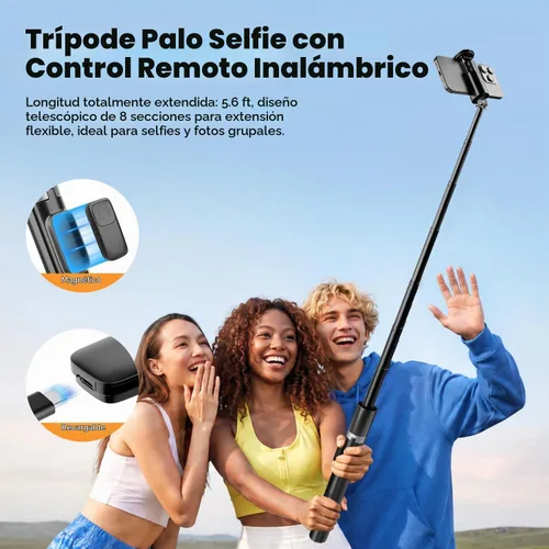 Vista 4 de VICTIV Trípode de teléfono de 68 pulgadas, trípode de apertura automática Negro