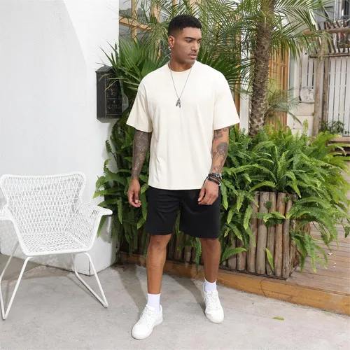 Vista 4 de Men's Fashion Loose Fit Crewneck Solid T-Shirt Athletic Lightweight Short Sleeve Gym Workout Tops