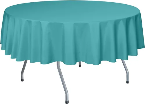 Vista 75 de Ultimate Textile Mantel redondo de lino de poliéster de 84 pulgadas, color azul marino