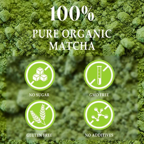 Vista 4 de ETANATURE Polvo orgánico de matcha de grado ceremonial, polvo de té verde matcha japonés de primera calidad, certificado USDA y JAS, primera cosecha