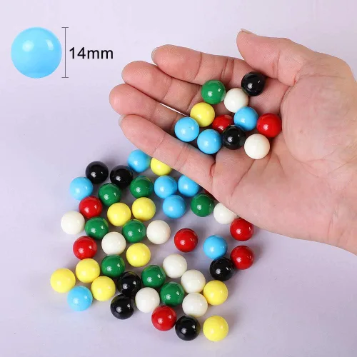 Vista 2 de Bolas de canicas de repuesto de juego de 9/16 pulgadas, 60 bolas acrílicas de color sólido para damas chinas, juego de agravación, decoración