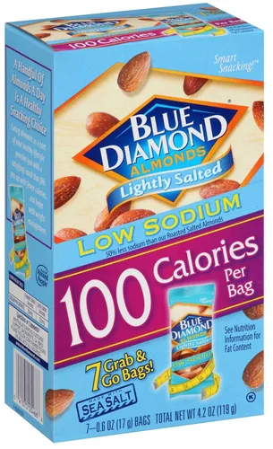 Vista 7 de Blue Diamond Almonds, Bolsas bajas en sodio ligeramente saladas, 100 calorías (paquete de 7)