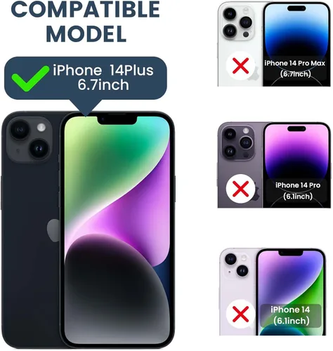 Vista 2 de Goton Funda para iPhone 14 Plus con Protector de Pantalla - Funda con Cubierta Deslizante para Cámara con Soporte de Anillo, Resistente de Grado