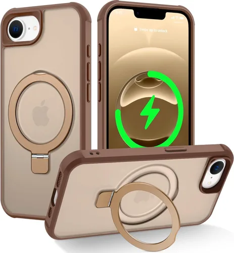 Vista 94 de CHAOFEnG Funda magnética compatible con iPhone 11 con soporte, prueba de caídas de grado militar, compatible con imán, anillo translúcido, parte